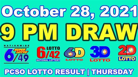 PCSO Results Oct 9, 2021, Saturday .